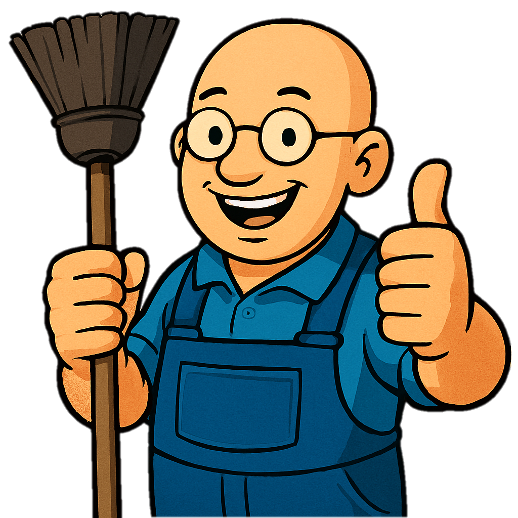 Abbildung Hausmeister mit Besen